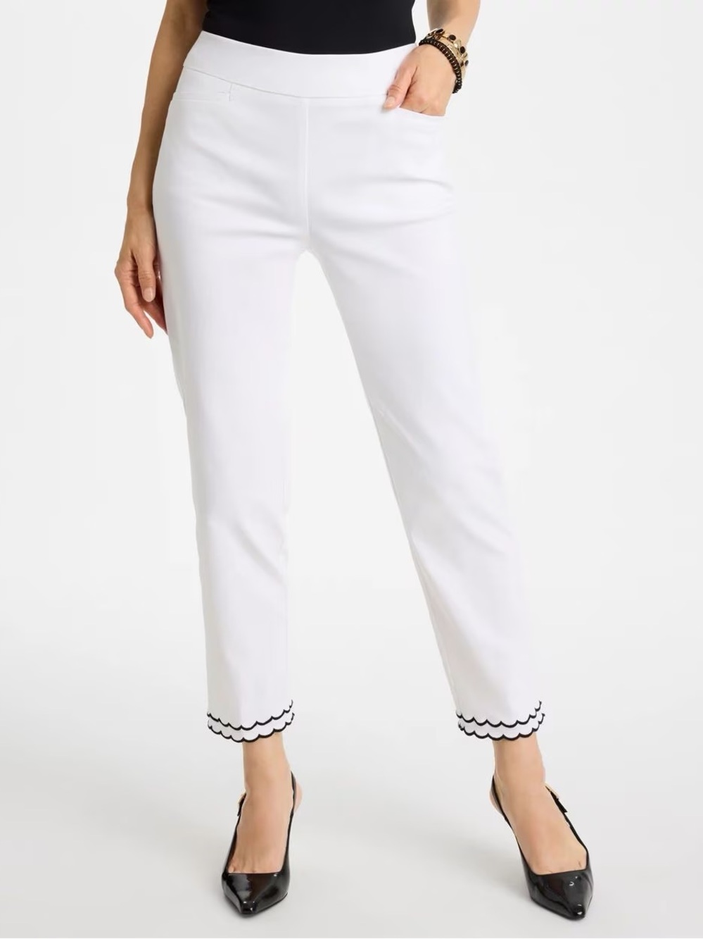 Chico’s So Slimming Brigitte Scallop Hem Crop White Size 18 Chico’s 3.5‎ Casual